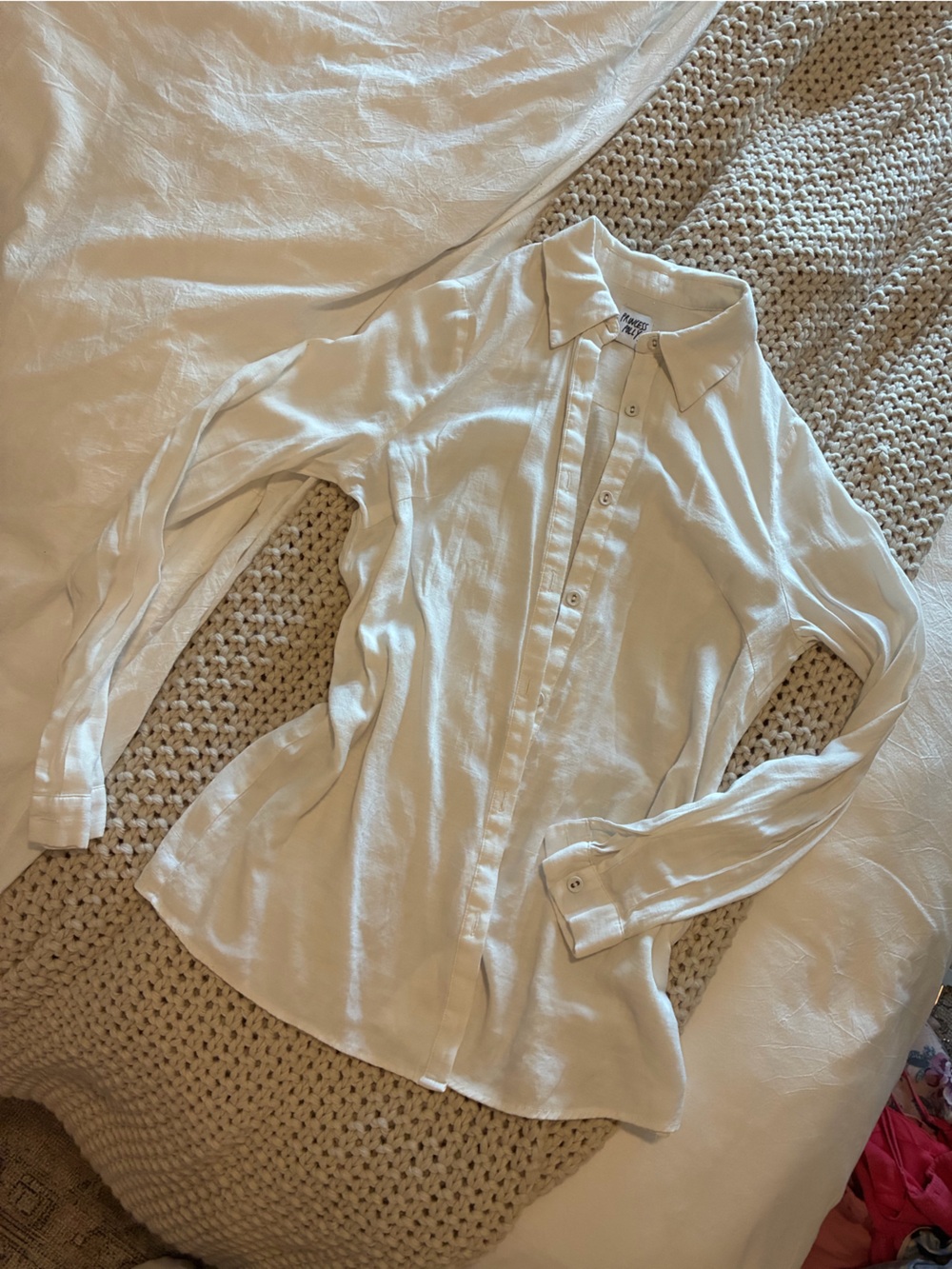 Princess Polly Cream Button-Down Scoop Neck Top